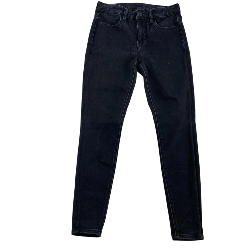 American Eagle Women's Jeans Size 2 High-Rise Jegging Short Black Stretch Denim